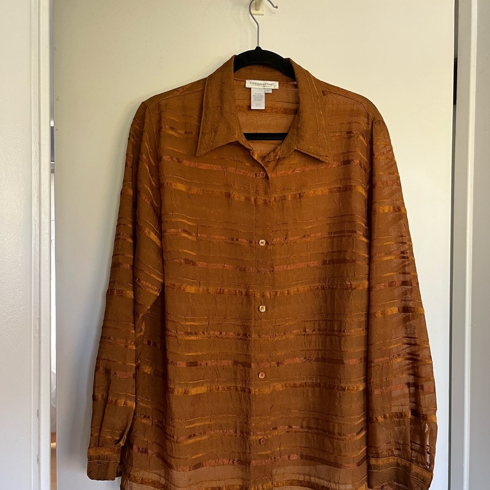 Coldwater Creek Brown Sheer Blouse